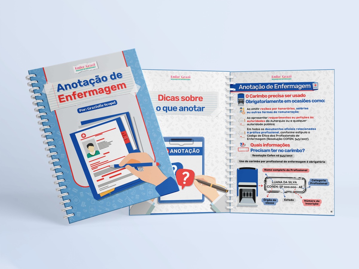 Foto real do caderno Anotação de Enfermagem