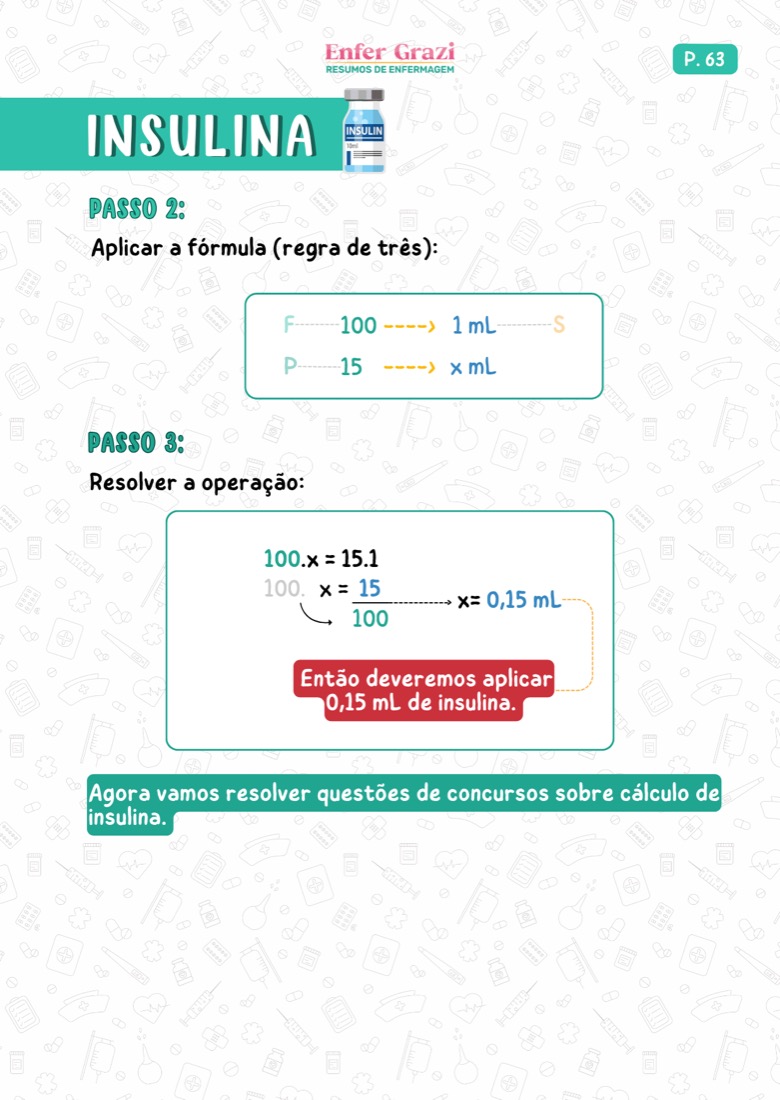 Cálculo de insulina resolvido passo a passo