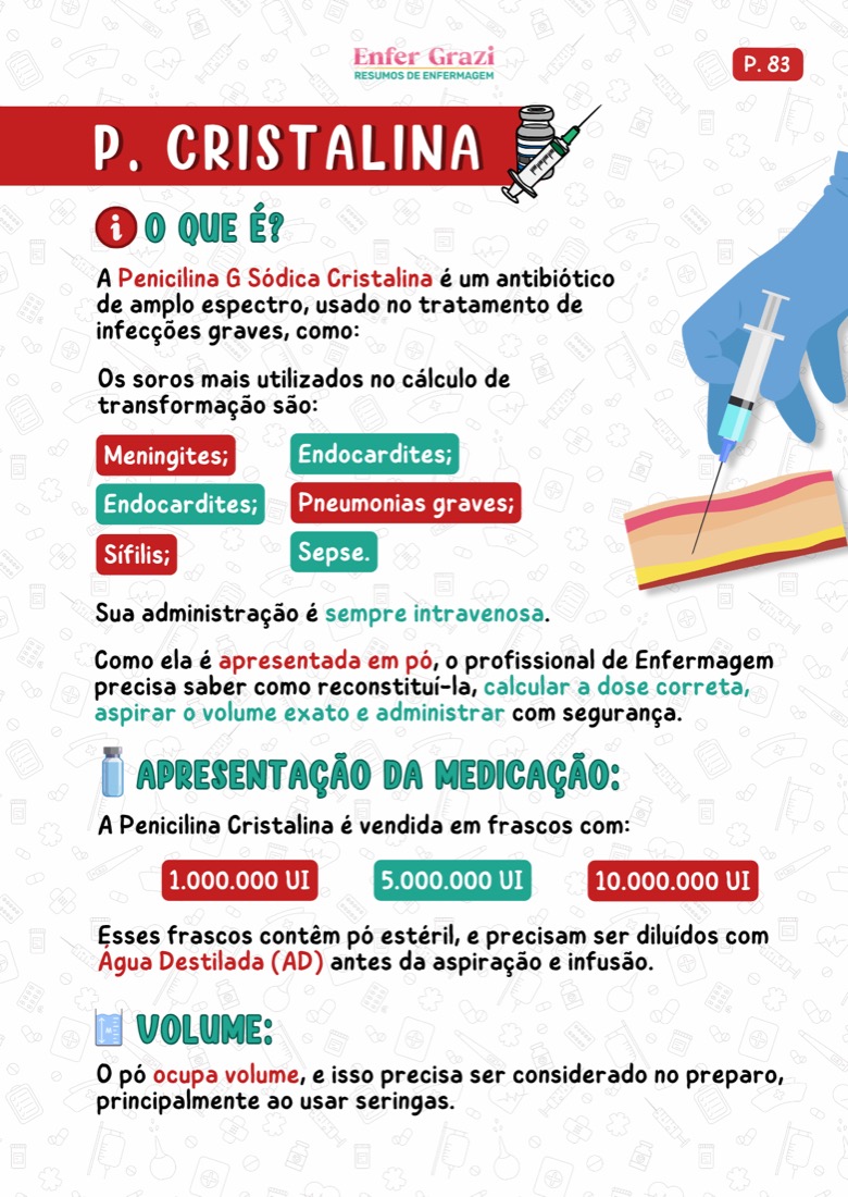 Penicilina Cristalina: reconstituição de antibiótico em pó